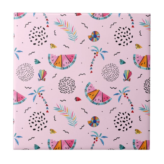 Carreau Motif de style Pink Memphis (Devant)