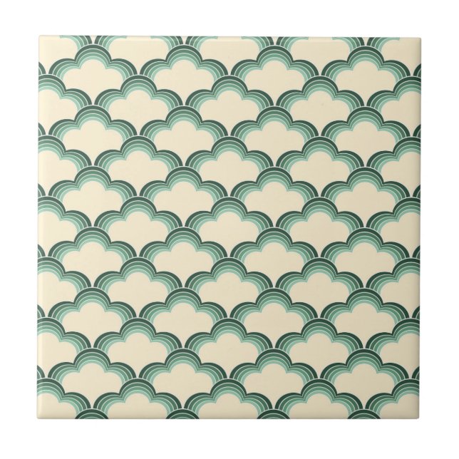 Carreau Motif de style rétro vert (Devant)