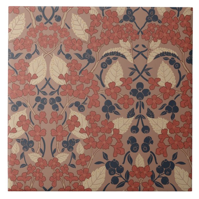 Carreau Motif de style William Morris d'automne (Devant)