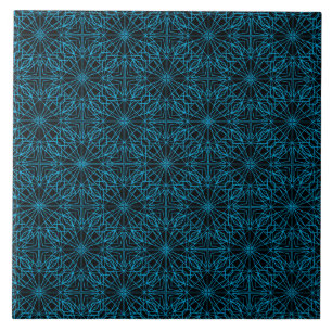 Carreau Motif de symétrie géométrique bleu clair noir
