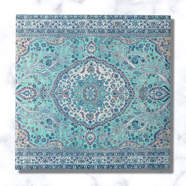 Carreau Motif de tapis bleu vintage (Créateur téléchargé)