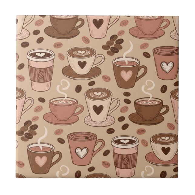 Carreau Motif de tasse à café cosy (1) (Devant)