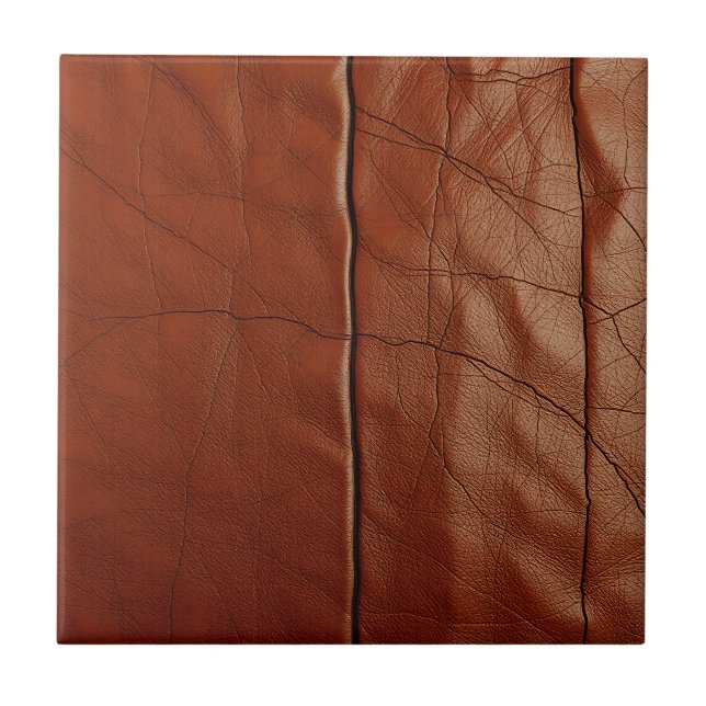 Carreau Motif de texture de cuir brun riche (Devant)