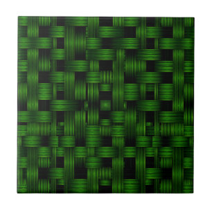 Carreau Motif de texture de panier tissé vert émeraude
