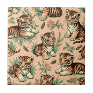 Carreau Motif de tigre de bébé Vintage