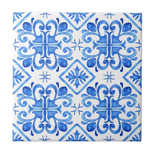 Carreau Motif de toile bleu français (Devant)