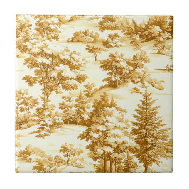 Carreau Motif de Toile de Jouy Forêt d'Hiver (5) (Devant)