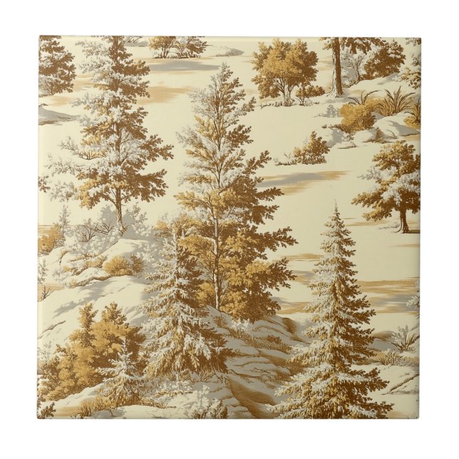 Carreau Motif de Toile de Jouy Forêt d'Hiver (7) (Devant)