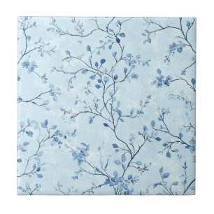 Carreau Motif de toile florale vintage bleu (7)