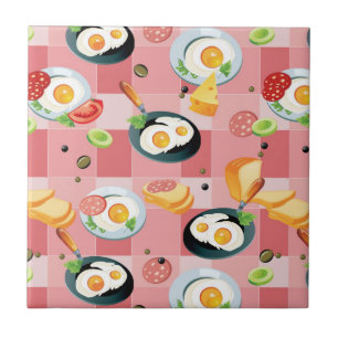 Carreau Motif de tomate et d'oeufs au plat