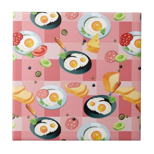 Carreau Motif de tomate et d'oeufs au plat (Devant)