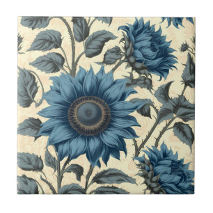 Carreau Motif de tournesols bleus