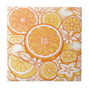 Carreau Motif de tranche d'orange agrumes vibrant