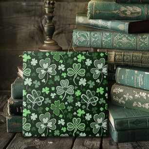 Carreau Motif de Trèfle Celtique Cœurs Irlandais Verts