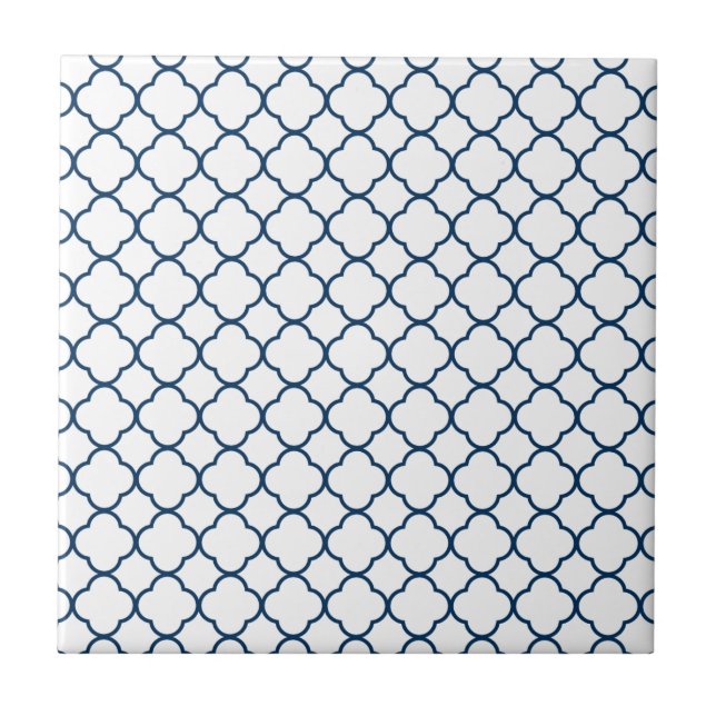 Carreau Motif de trèfle de Quatrefoil : Bleu marine (Devant)