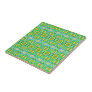 Carreau Motif de treillis crémeux bleu vert orange violet 