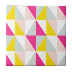 Carreau Motif de triangles géométriques rose et jaune