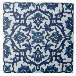 Carreau Motif de tuiles florales Azulejos bleu-portugais