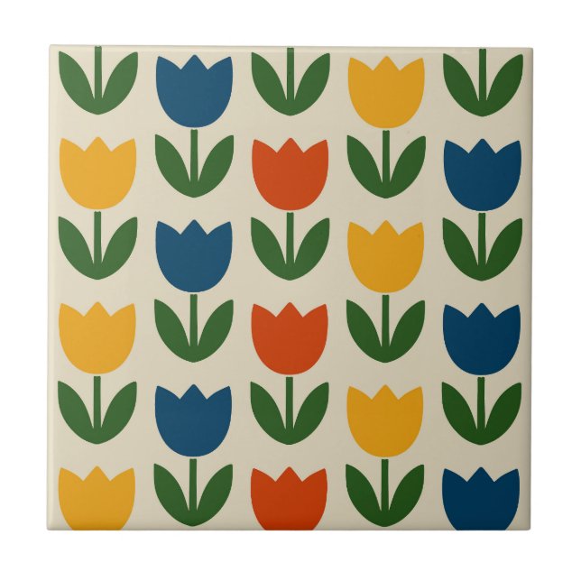 Carreau Motif de tulipe coloré (Devant)