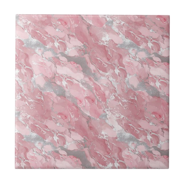 Carreau Motif de type marbre rose et argent (Devant)