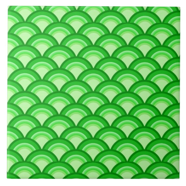 Carreau Motif de vague d'art déco - vert de jade (Devant)