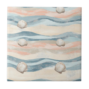 Carreau Motif de vague de coquillage nautique