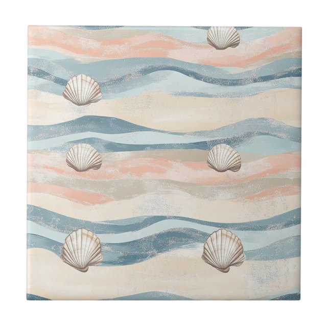 Carreau Motif de vague de coquillage nautique (Devant)