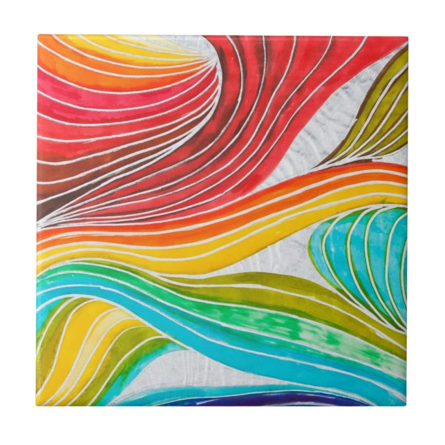 Carreau Motif de vague dessiné par des peintures (Devant)