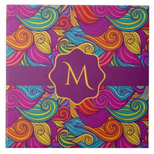 Carreau Motif de vague tourbillonnant de rétro ton color