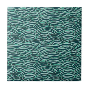 Carreau Motif de vagues vert et bleu. Texture de mer