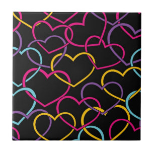 Carreau Motif de Valentine avec des coeurs de couleur