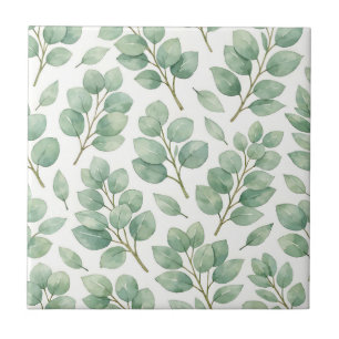 Carreau Motif de verdure d'eucalyptus à l'aquarelle