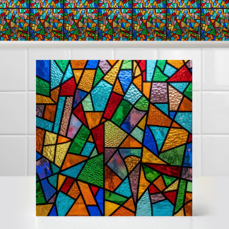 Carreau Motif de verre teinté abstrait vintage vif en bloc