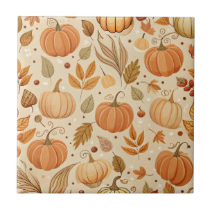 Carreau Motif de vigne de citrouille botanique d'automne