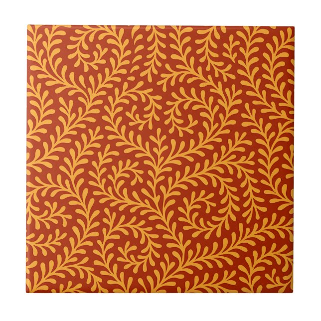 Carreau Motif de vigne feuillue jaune doré  (Devant)