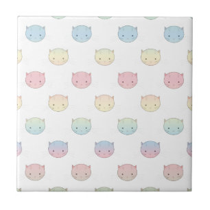 Carreau Motif de visages de chatons pastel mignons