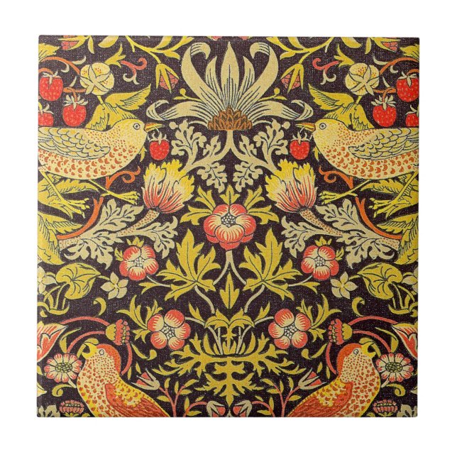Carreau Motif de voleur de fraise de William Morris (Devant)