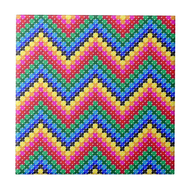 Carreau Motif de zigzag coloré (Devant)