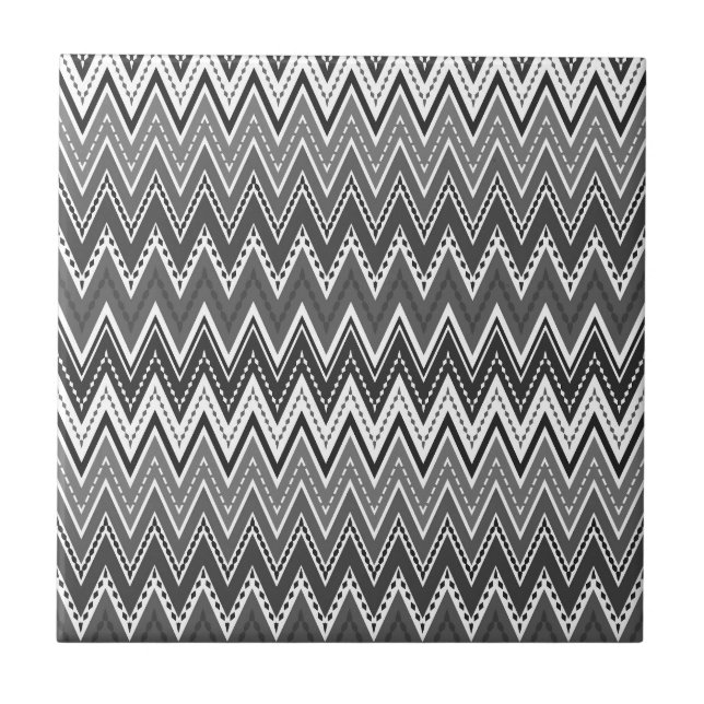 Carreau Motif de zigzag géométrique noir et blanc (Devant)