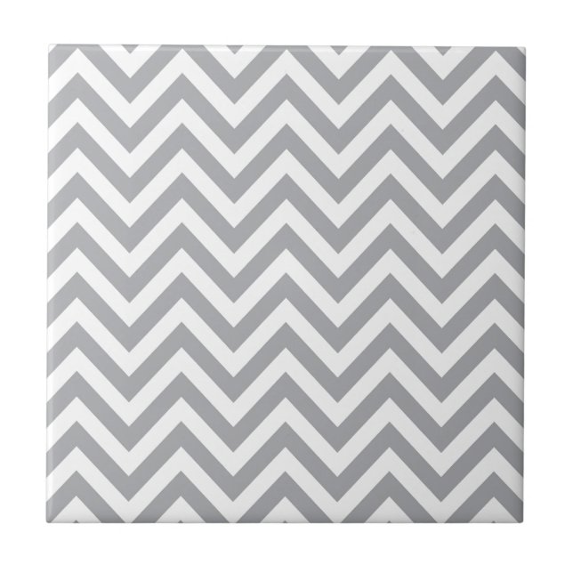 Carreau Motif de zigzag gris et blanc de Chevron (Devant)