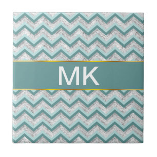 Carreau Motif de zigzag turquoise et en cristal