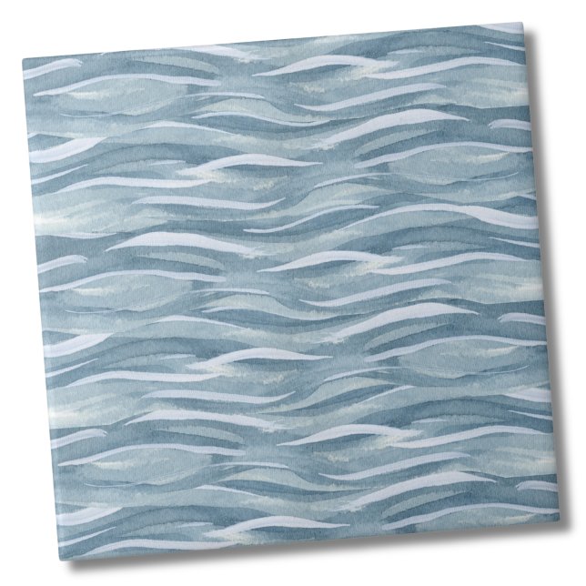 Carreau Motif d'eau bleu (Stylish Water Waves Pattern Blue Ceramic Tile)
