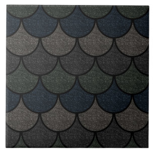 Carreau Motif d'écaille de dragon festonnée foncée