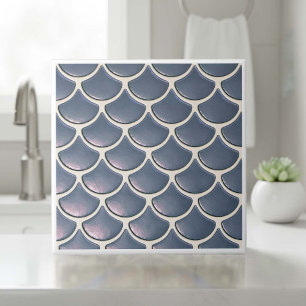 Carreau Motif d'écaille de sirène brillante Bleu marine ID