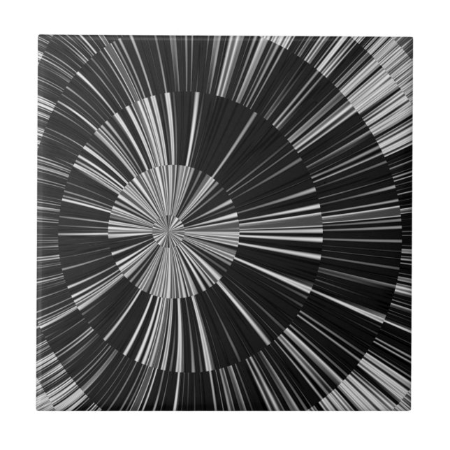 Carreau Motif d'éclatement de soleil rayé noir et blanc (Devant)