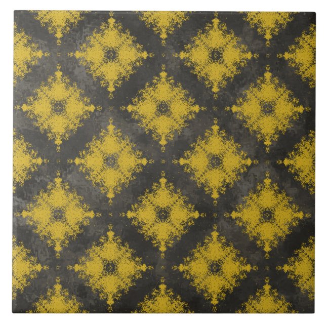 Carreau Motif d'éclatement du diamant jaune et noir (Devant)