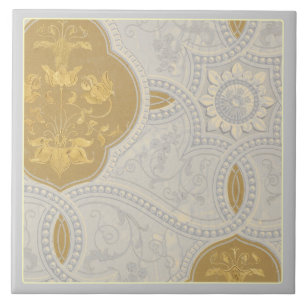 Carreau Motif décoratif crème et or