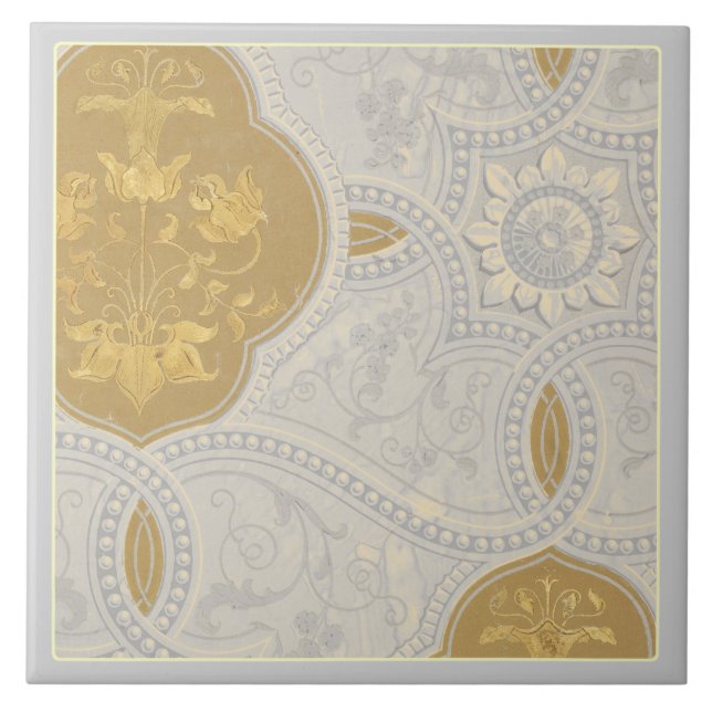 Carreau Motif décoratif crème et or (Devant)