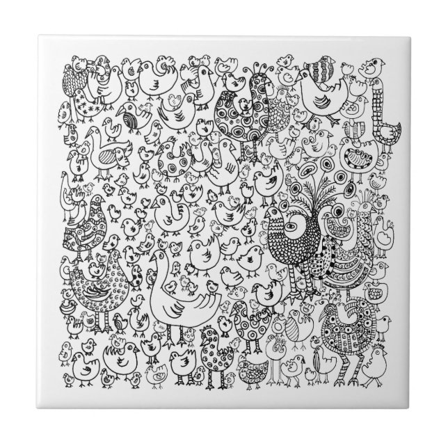 Carreau Motif décoratif Fun Black and White Birds (Devant)