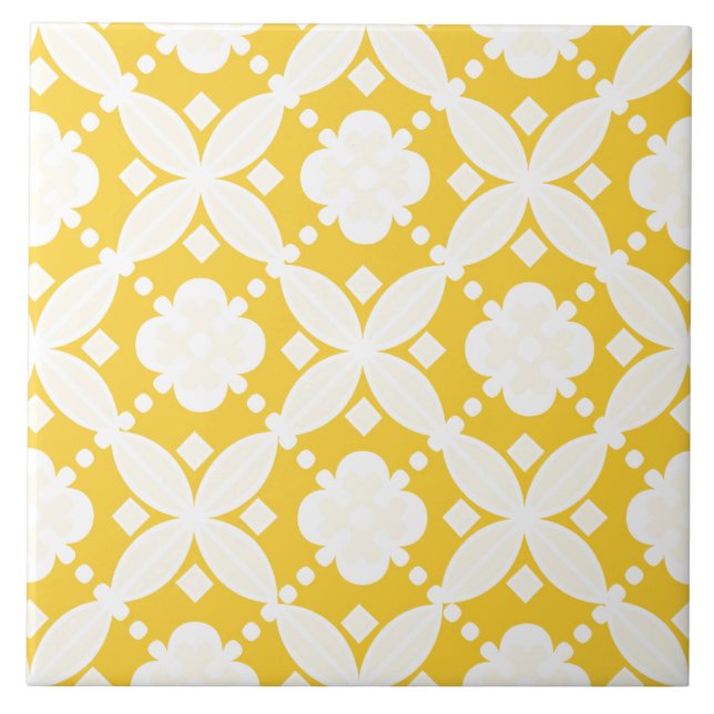 Carreau Motif décoratif jaune et blanc gai (Devant)